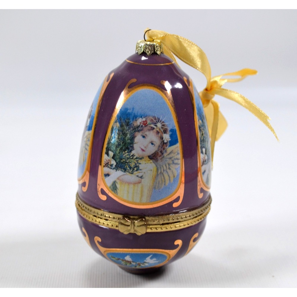 🎄Mr. Christmas Valerie Parr Hill Ornament Purple Ceramic Musical Egg With Box🎄